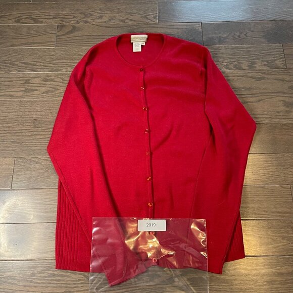 NWOT Coldwater Creek, red Cardigan, Size M, Button up 70% Silk Blend Sweater NEW - Picture 7 of 8